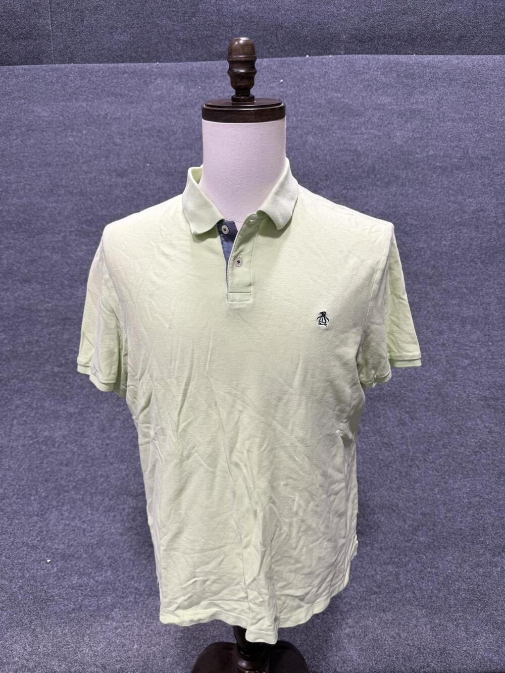 Original Penguin Polo Shirt Mens Large Green Classic Fit Casual Knit Top